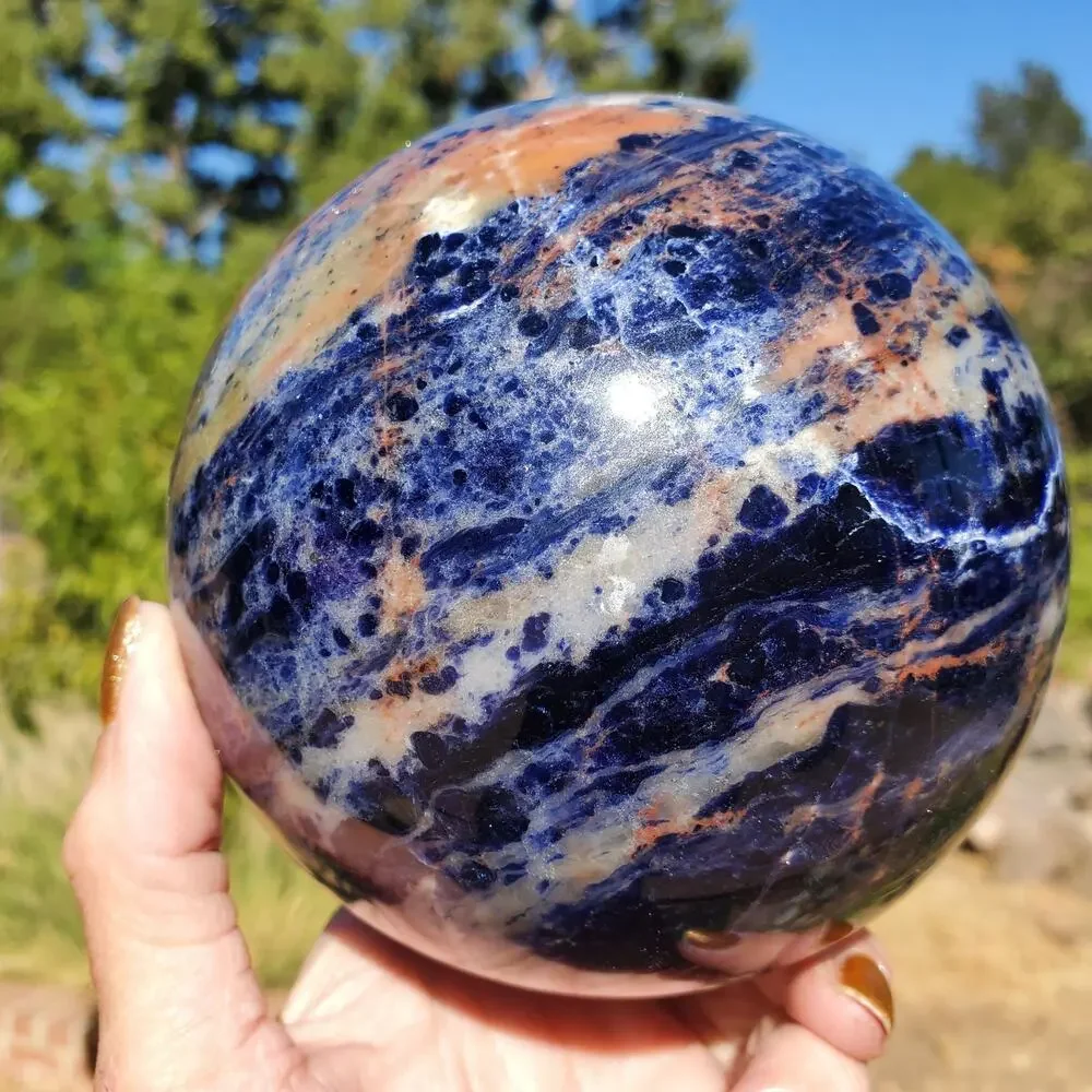 XL Dark Blue Sodalite Crystal Sphere 107mm 1840 grams
